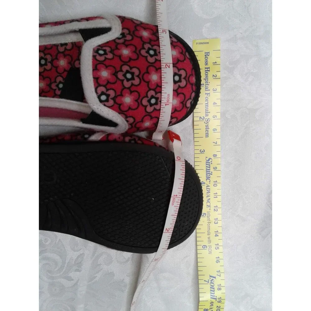 Foamtreads Little Kids Slippers Hot Pink Floral Sz10 Rubber Non-Marking Sole EUC